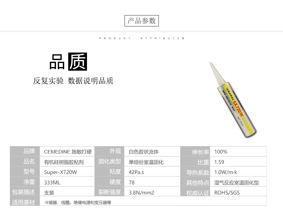 4膠水產品參數Super-X720W大（dà）